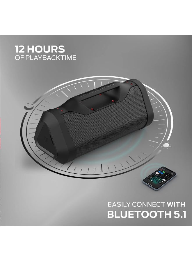 Monster Blaster 3.0 Portable Wireless Bluetooth Speaker, 120W Rechargeable Wireless Boombox, USB Charge Out, IPX5 Water Resistant - Black - Image 4