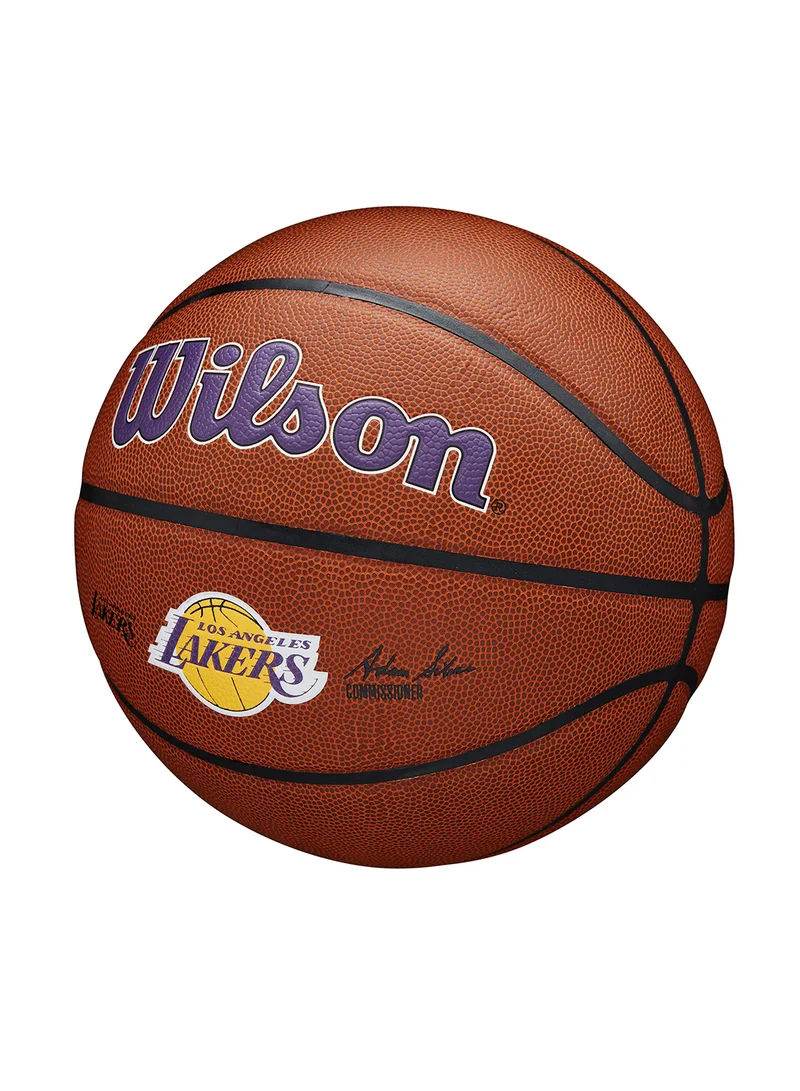Wilson NBA Team Alliance Basketball Los Angeles Lackers - Size 7 for +12 years old and Adults - Brown/ Purple