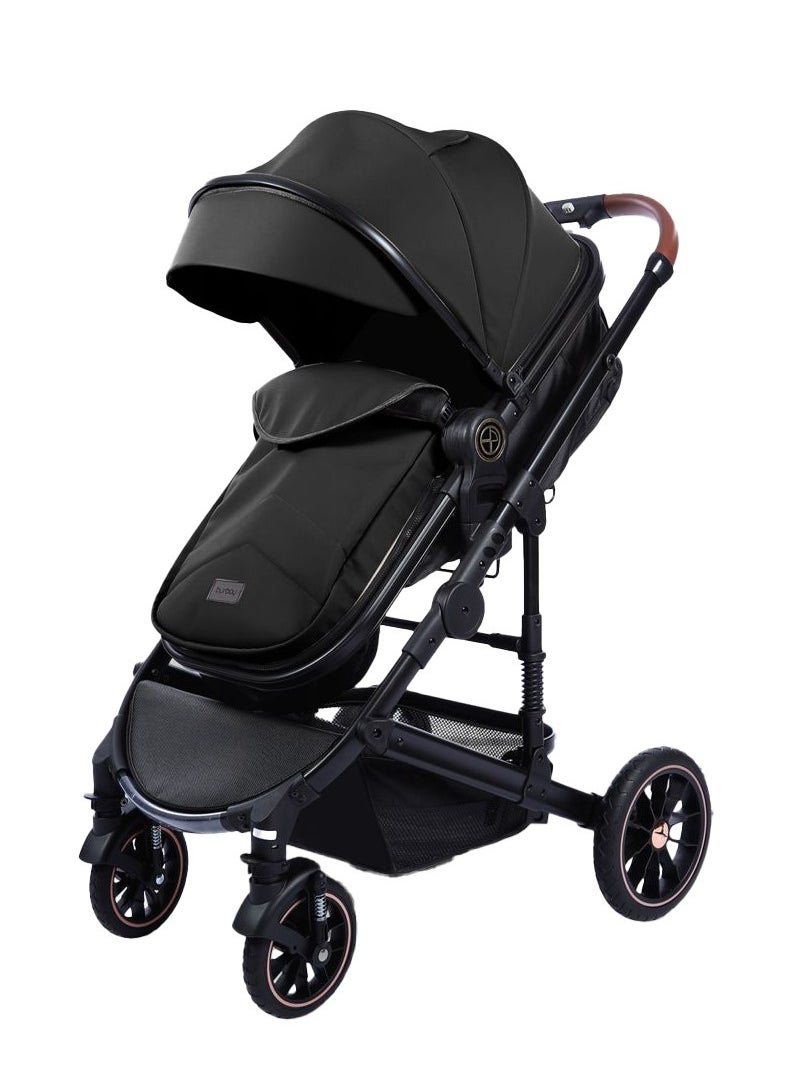burbay 4 in 1 Baby Stroller Street Stroller Rocking Car Chair Sling Bag for Mommy and Baby Supplies High Quality Material Leather  - Image 3