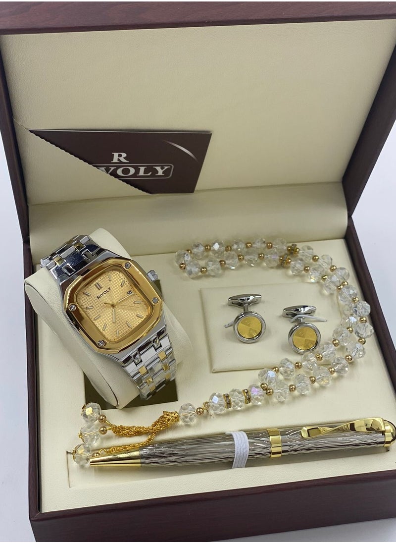 Rivoly - Rivoli men's Watch Set Of 4 Pieces, A Wrist Watch With A Pen, A Set Of Buttons And The Rosary - Image 1