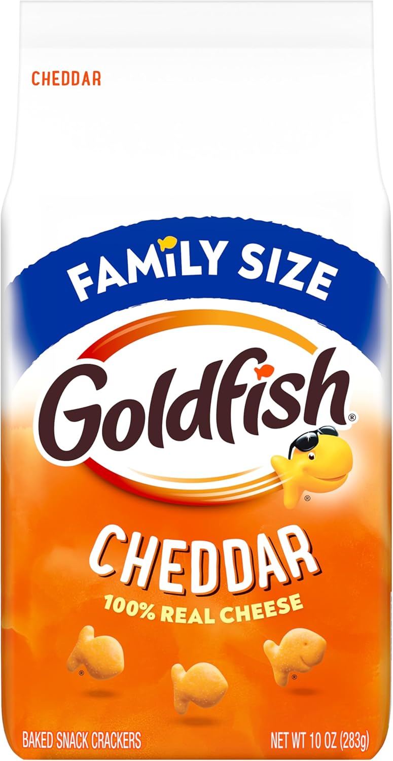 Goldfish Cheddar Crackers, Family Size, 10 Oz Bag - Baked Snack with 100% Real Cheese - Image 1