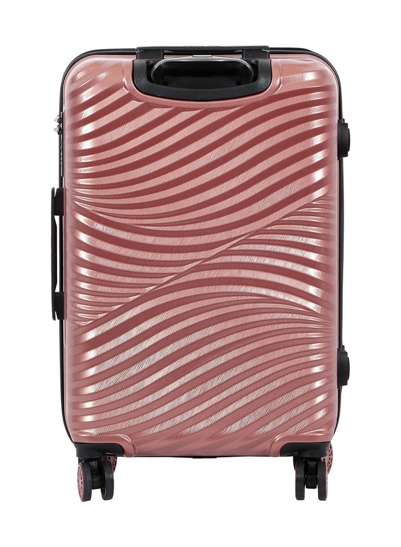 بيج ديزاين طقم حقائب سفر مودز أب من 3 قطع بعجلات دوارة وردي ذهبي - Image 5