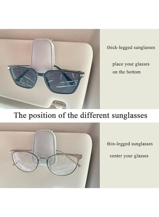 2 Pieces Sunglass Holder for Car Visor, Magnetic Leather Eyeglass Hanger Clip for Car, Car Visor Accessories (Black and Grey) - Image 2