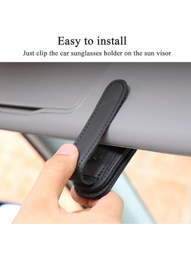 2 Pieces Sunglass Holder for Car Visor, Magnetic Leather Eyeglass Hanger Clip for Car, Car Visor Accessories (Black and Grey) - Image 5