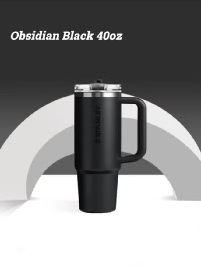 Stanley Quencher ProTour Flip Straw Tumbler with Leakproof Lid 40 oz | Built-In Straw & Handle | Cupholder Compatible for Travel | Insulated Stainless Steel Cup | BPA-Free | Black - Image 4