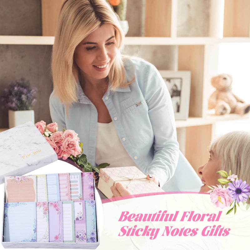 Chiisong 12 Pads Cute Sticky Notes Flower Sticky Notes 3 x 4 Inches Colored Adhesive Memo Reminder Decor Floral Memo Pads Flower Notepads for Journal Office Birthday Gifts - Image 5