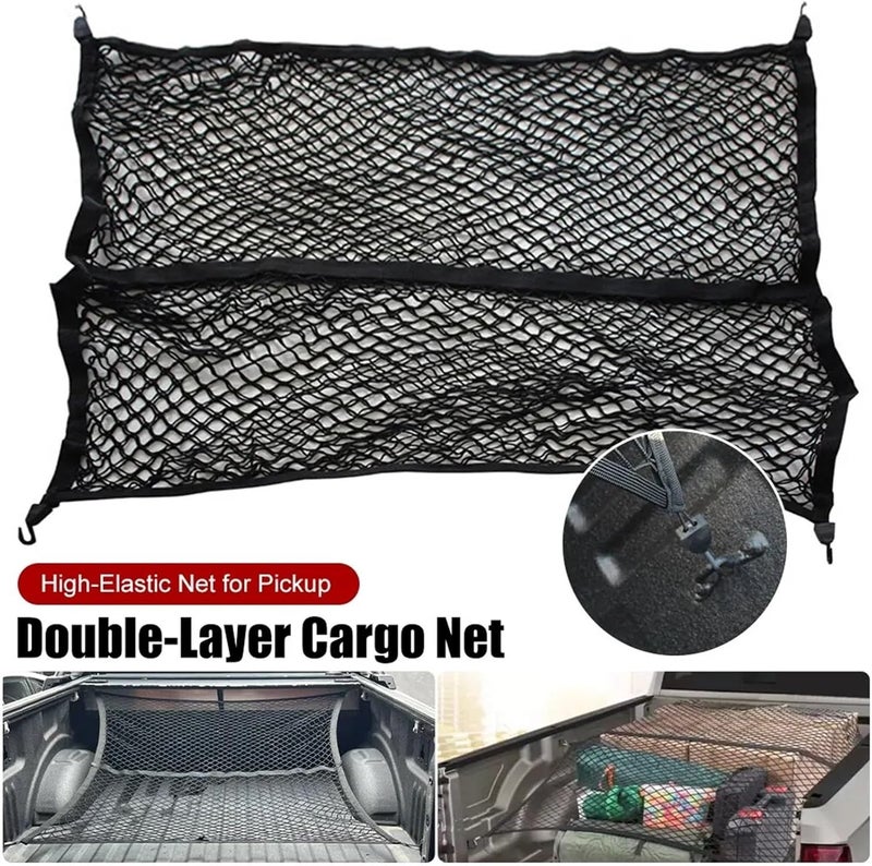 High Elastic Cargo Net for Pickup Truck Bed 4'x4' Stretch to 7'x7' Double Layer Bungee Net Mesh for Ford F150 SVT Raptor Tundra(04) - Image 3