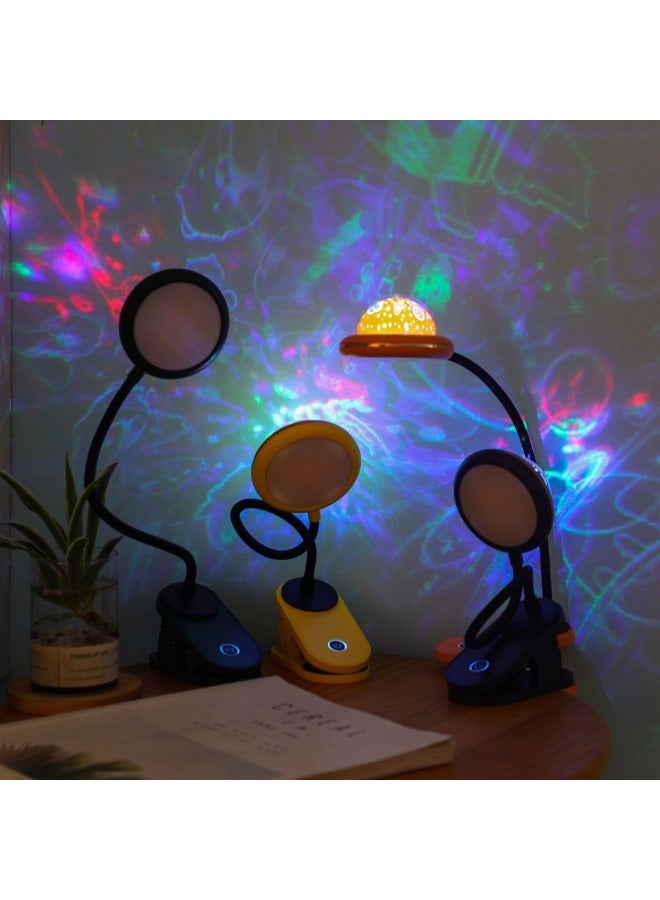 Trendy Charging Projection Atmosphere Lamp Usb Creative Starry Sky Clip-on Night Light Ins Colorful Light Decorative Lighting-Color:3086 Clip Yellow
