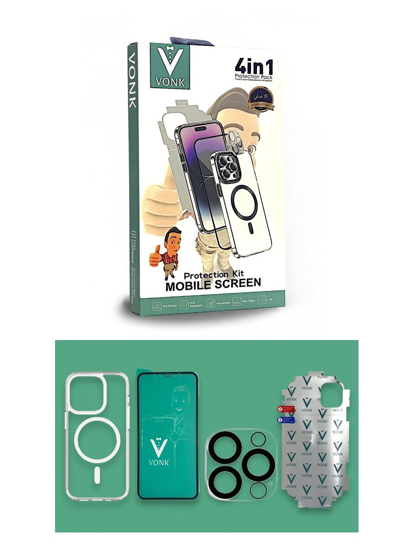 Vonk Economic protection package for iPhone X (4in1), 9H screen protection, back protection for iPhone, silicone back cover for mobile phone, camera lens protection - Image 2