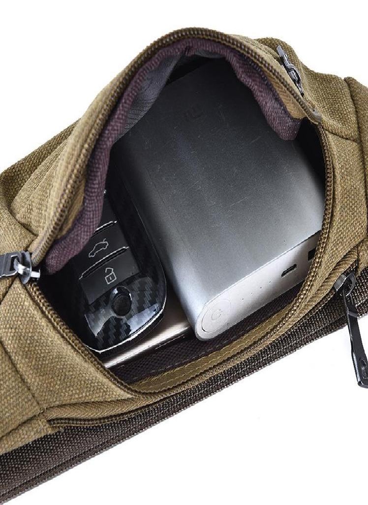 Eckek - Outdoor Sports Men's and Women's Canvas Wear-resistant Mobile Phone Bag Running Casual Diagonal Multifunctional Small Waist Bag - Image 1