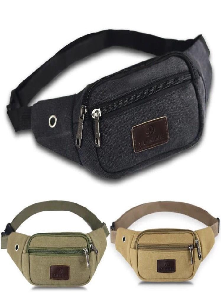 Eckek - Outdoor Sports Men's and Women's Canvas Wear-resistant Mobile Phone Bag Running Casual Diagonal Multifunctional Small Waist Bag - Image 1