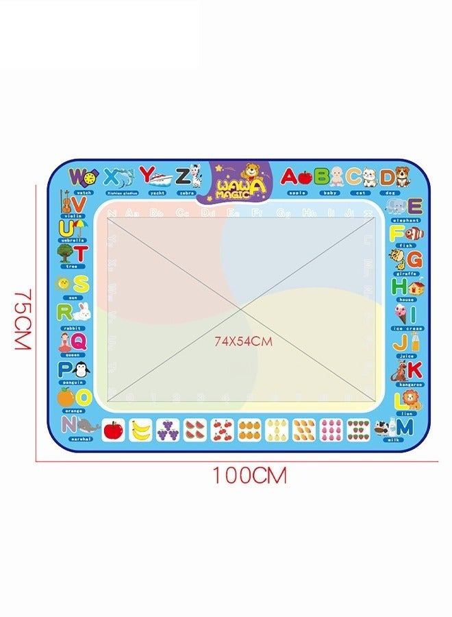 ميكسد 100x75cm رسم حصيرة ، أكبر منطقة الرسم السحر لون المياه الرسم حصيرة ، وسادة الكتابة على الجدران مع 3 أقلام سحرية وملحقاتها الغنية والمياه ومعدات تعليمية للأطفال آمنة ومثيرة للاهتمام - Image 3