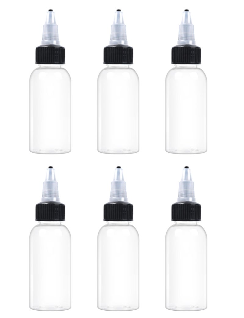 EOSAU 6 Pcs 1oz Plastic Squeeze Bottles with Twist Top Cap, 30ml Clear Dispensing Bottles, Empty Squirt Bottle for Liquids, Sauces, Arts, Crafts, Travel - Image 1