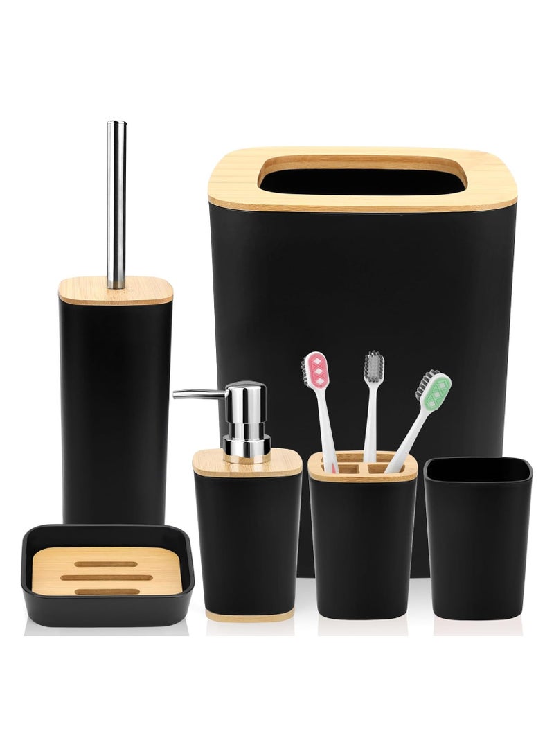 Generic Bamboo Bathroom Accessories set, 6 Pieces Bathroom Accessory Set  - Image 1