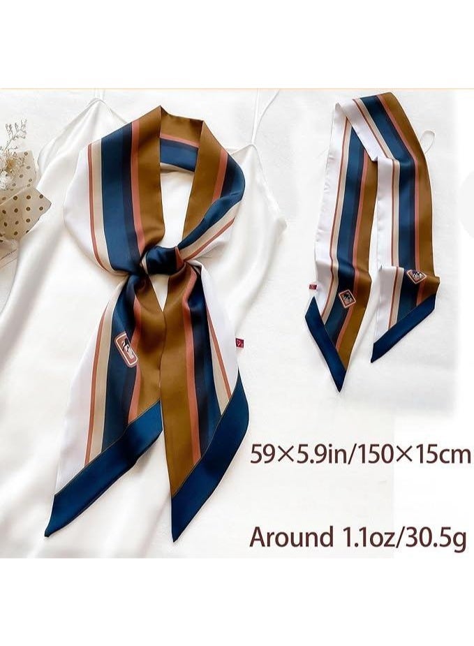 59" Polyester Satin Head Scarf Women's Fashion Square Neck Hair Scarves Bag Accessory Gift 59 * 5.9” - Image 2