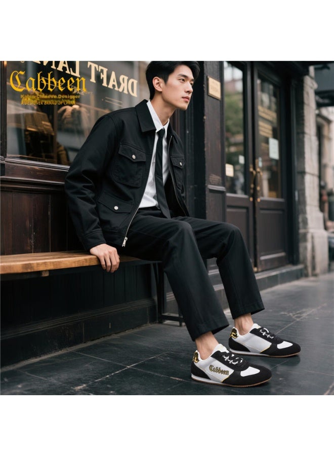 Cabbeen Men's Shoes Running Shoes White Versatile Soft Sole Trendy Retro Casual Sneakers