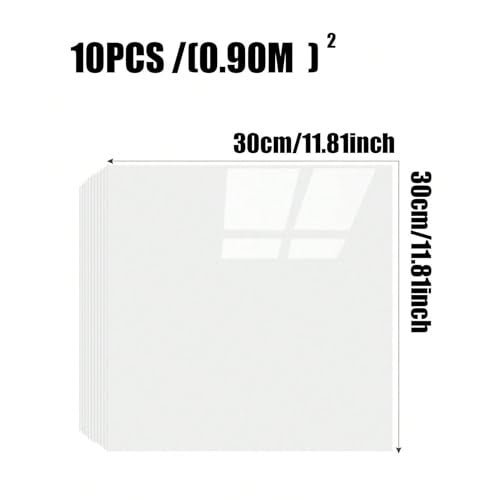 Chejiaye 10pcs Marble Peel and Stick Backsplash Waterproof Washroom Wall Panels, Peel and Stick Tile, PVC Foam Wall Panels for Kitchen,Pure White,Slightly Yellowish(Not Real Tile,11.8" x 11.8") - Image 4