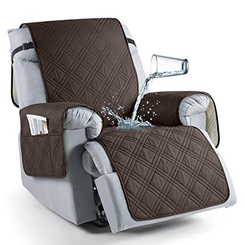 TAOCOCO 100 Waterproof Recliner Chair Cover Oversized Recliner Covers for Large Recliner Chair with Double Straps Non Slip Reclining Chair Cover for Kids PetsOversized Recliner Chocolate