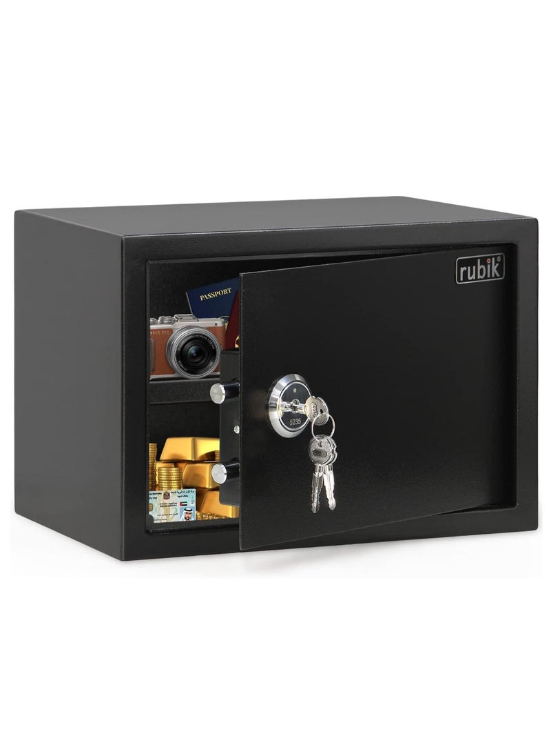 Rubik Key Operated Safe Box, A4 Document Size Locker for Home Office Cash Passport Jewelry Security RB25KCN (Size, 25x35x25cm) Black  - Image 2
