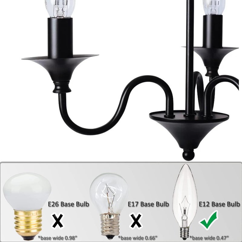 GooChan 2 3 4 6 7 Inch Black Plastic Candle Cover Sleeves,Chandelier Socket Sleeves,Candelabra Base E12 Socket Covers Set of 12 (7-Inch Long / 12-Pack) - Image 3