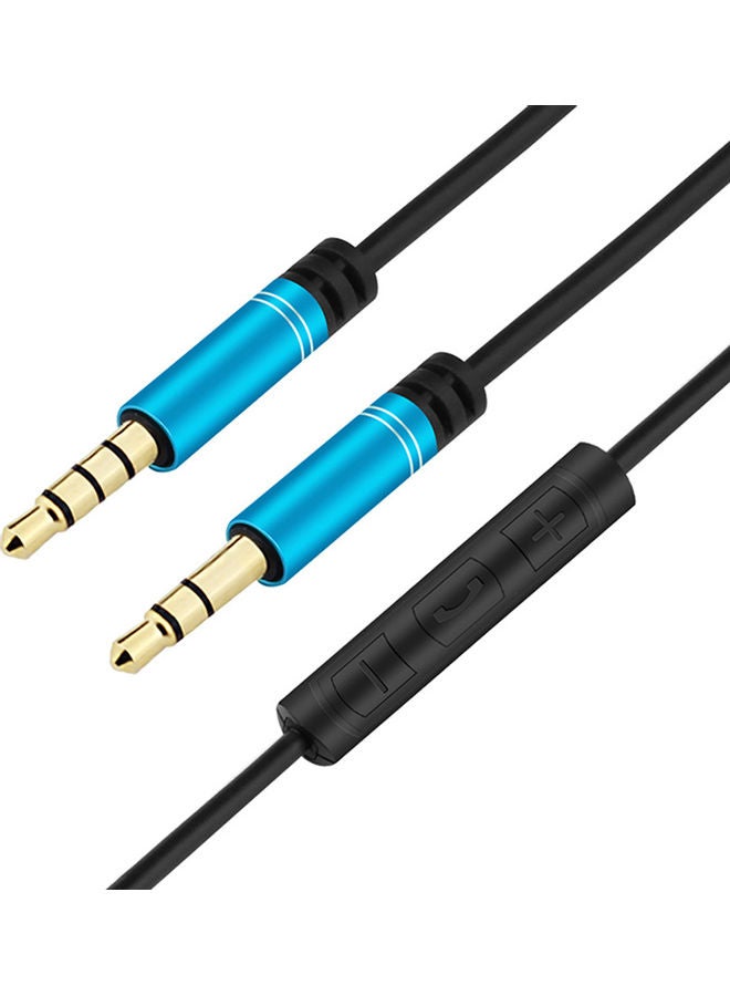 NIBEMINENT 3.5mm Male Volume Control AUX Audio Adapter Cable with Mic for Speaker Headphone Black Blue  - Image 2