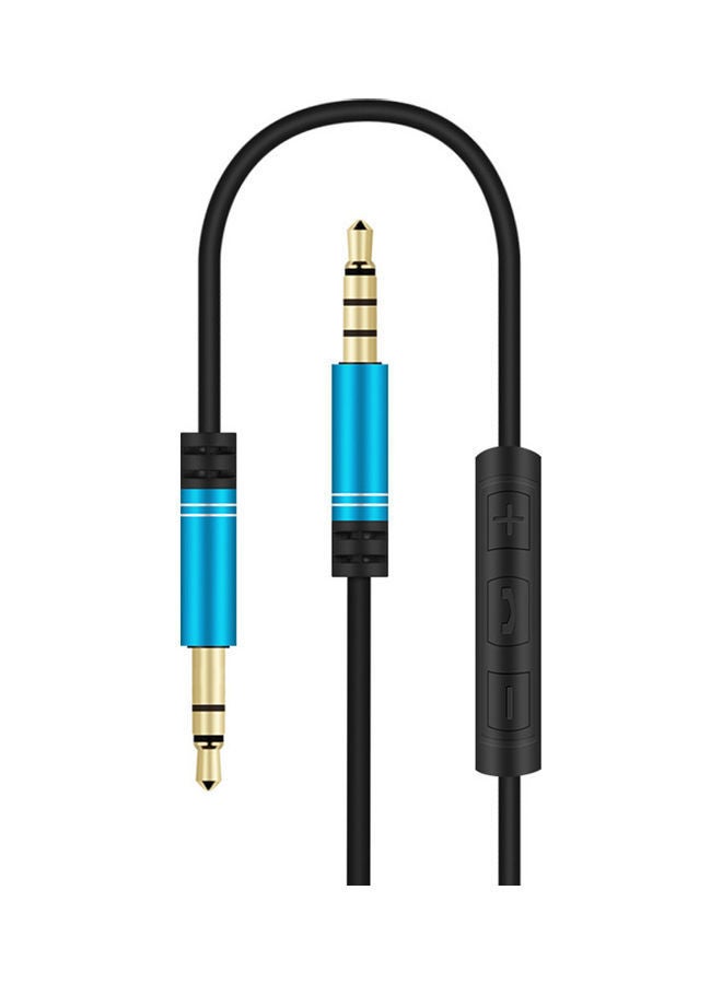 NIBEMINENT 3.5mm Male Volume Control AUX Audio Adapter Cable with Mic for Speaker Headphone Black Blue  - Image 1