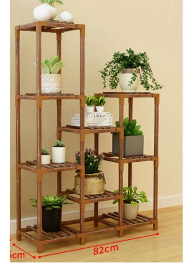 وين هولدر مصنع الحامل الداخلي الخشبي الرف في الهواء الطلق رف النبات في الهواء الطلق لنباتات متعددة 4 مستويات 9 أواني سلم حامل نبات النبات لخطوات النبات بوهو ديكور المنزل - Image 2