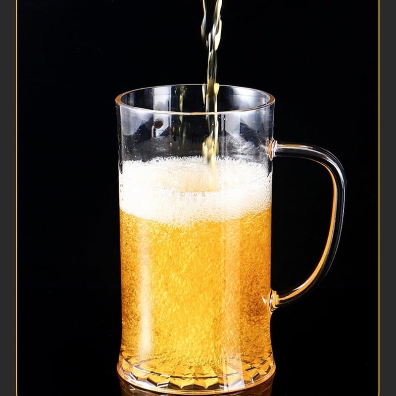 Komost 24oz Plastic Beer Mugs with Handle Set of 2, Reusable Clear Beer Stein Drinking Cups for Party Bar Home Hotel - Perfect for Whiskey Juice Cocktail Beverages - Image 5