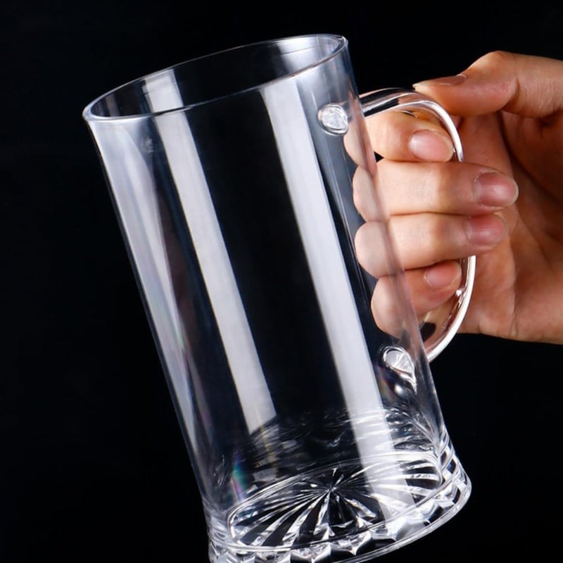 Komost 24oz Plastic Beer Mugs with Handle Set of 2, Reusable Clear Beer Stein Drinking Cups for Party Bar Home Hotel - Perfect for Whiskey Juice Cocktail Beverages - Image 2