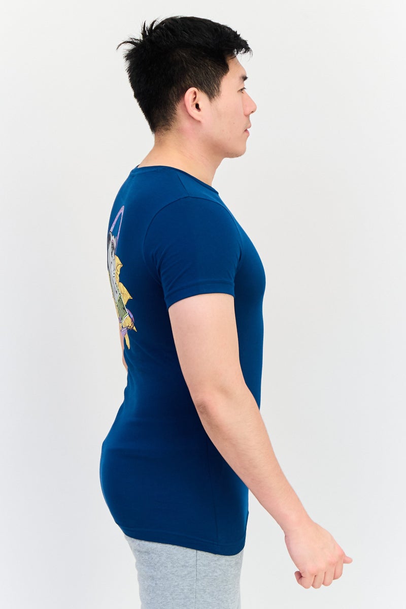 PUMA تي شيرت خارجي بأكمام شعار العلامة التجارية للرجال بتصميم نحيف، أزرق مائل إلى الأخضر - Image 3