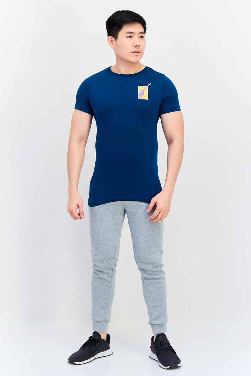 PUMA تي شيرت خارجي بأكمام شعار العلامة التجارية للرجال بتصميم نحيف، أزرق مائل إلى الأخضر - Image 2