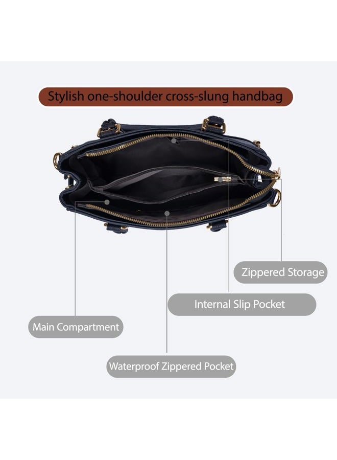 Tigpoy Women's Handbags Fashion Leather Handbags purses for women Tote Bag Shoulder Bag Top Handle Satchel Purse, Black - Image 4