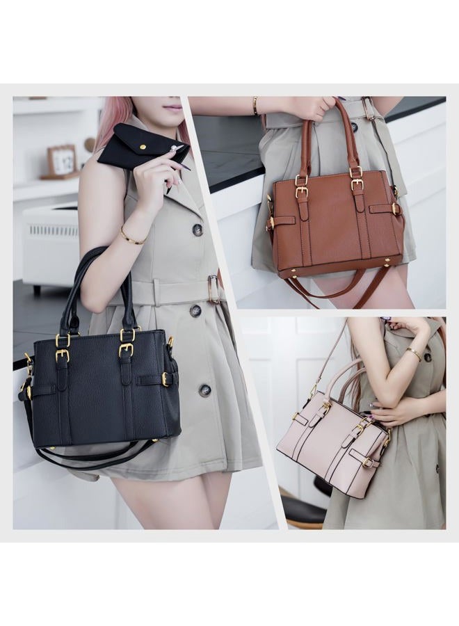 Tigpoy Women's Handbags Fashion Leather Handbags purses for women Tote Bag Shoulder Bag Top Handle Satchel Purse, Black - Image 2