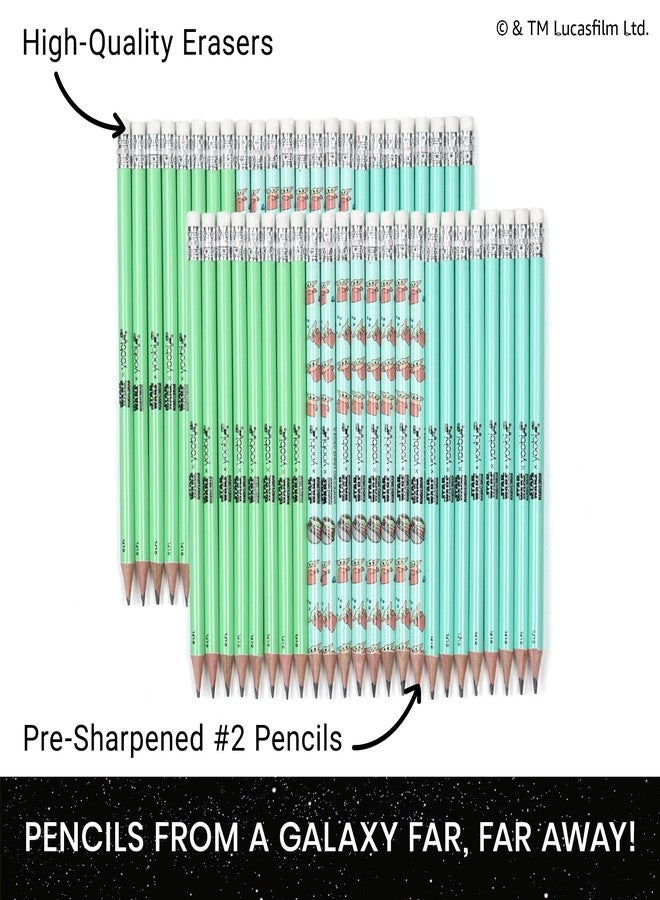 Yoobi Star Wars X 2 Pencils - Pre-Sharpened Green & Teal Pencils with Erasers featuring Grogu - Fun Addition for Kids & Adults - 2 Packs of 24 - Image 2
