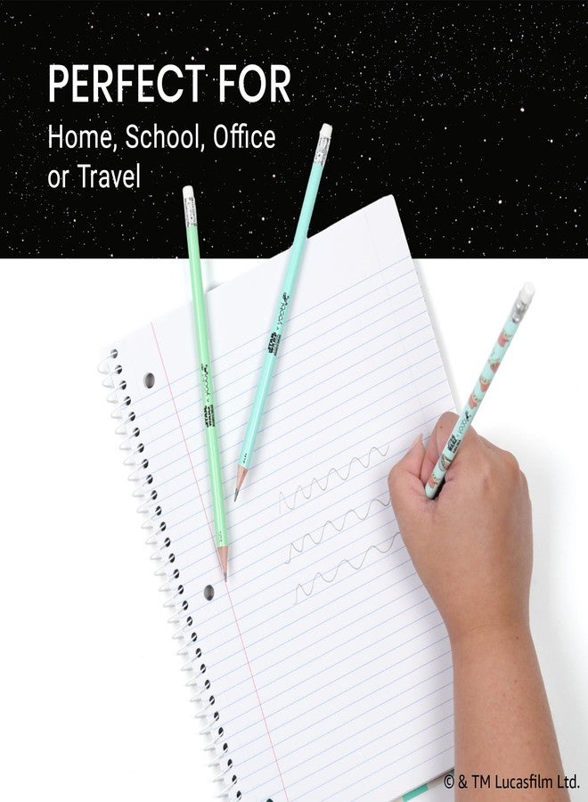 Yoobi Star Wars X 2 Pencils - Pre-Sharpened Green & Teal Pencils with Erasers featuring Grogu - Fun Addition for Kids & Adults - 2 Packs of 24 - Image 3