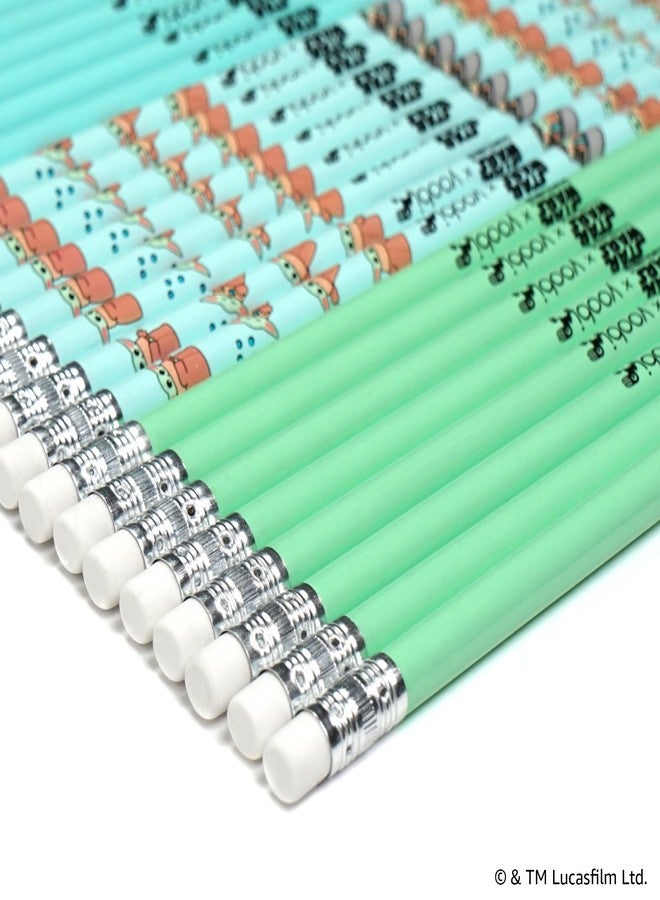 Yoobi Star Wars X 2 Pencils - Pre-Sharpened Green & Teal Pencils with Erasers featuring Grogu - Fun Addition for Kids & Adults - 2 Packs of 24 - Image 5