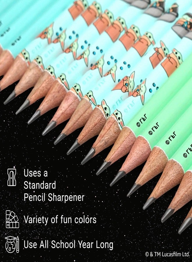 Yoobi Star Wars X 2 Pencils - Pre-Sharpened Green & Teal Pencils with Erasers featuring Grogu - Fun Addition for Kids & Adults - 2 Packs of 24 - Image 4