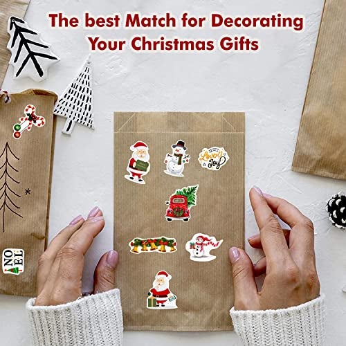 Rousrie Merry Christmas Stickers (Pack of 50) for Craft, Gift Packaging, Wall Decorations, Attractive Vinyl Stickers for Kids - Image 4