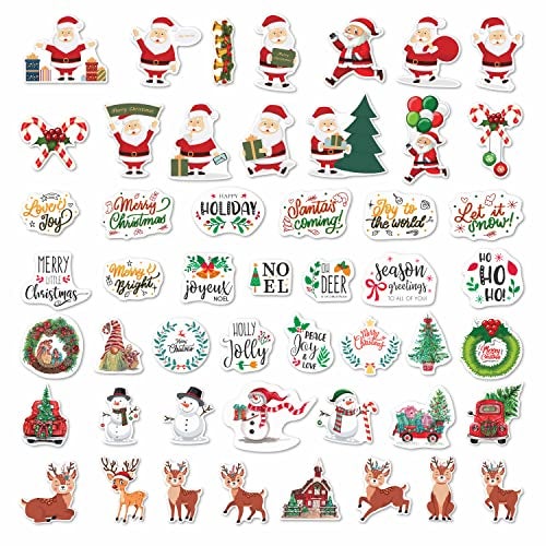 Rousrie Merry Christmas Stickers (Pack of 50) for Craft, Gift Packaging, Wall Decorations, Attractive Vinyl Stickers for Kids - Image 1