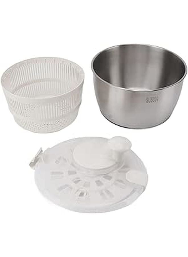 Stainless Steel Salad Spinner Large Capacity Manual Vegetable Dryer and Fruit Washer - Image 1