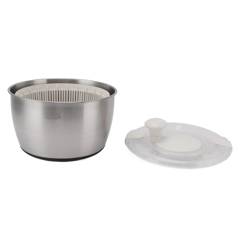 Stainless Steel Salad Spinner Large Capacity Manual Vegetable Dryer and Fruit Washer - Image 3