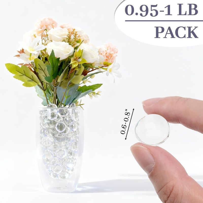 Foncomy Clear Flat Glass Marbles, 1 lb Transparent Vase Filler Pebbles Gems, Decorative Glass Beads for Vases, Crafts, Floral, Mancala Stones, Centerpieces, Aquarium Rocks for Fish Tank (Approx. 80-100 PCS) - Image 2