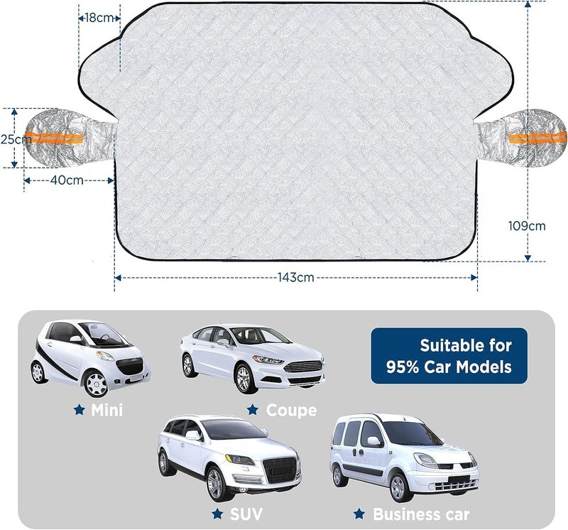 Linist Car Windshield Sunshade Cover - Car Windshield Snow Cover for Winter and Sunshade for Summer - Universal Magnetic Ice Snow Guard, Fits Most Cars, Cotton - Image 4