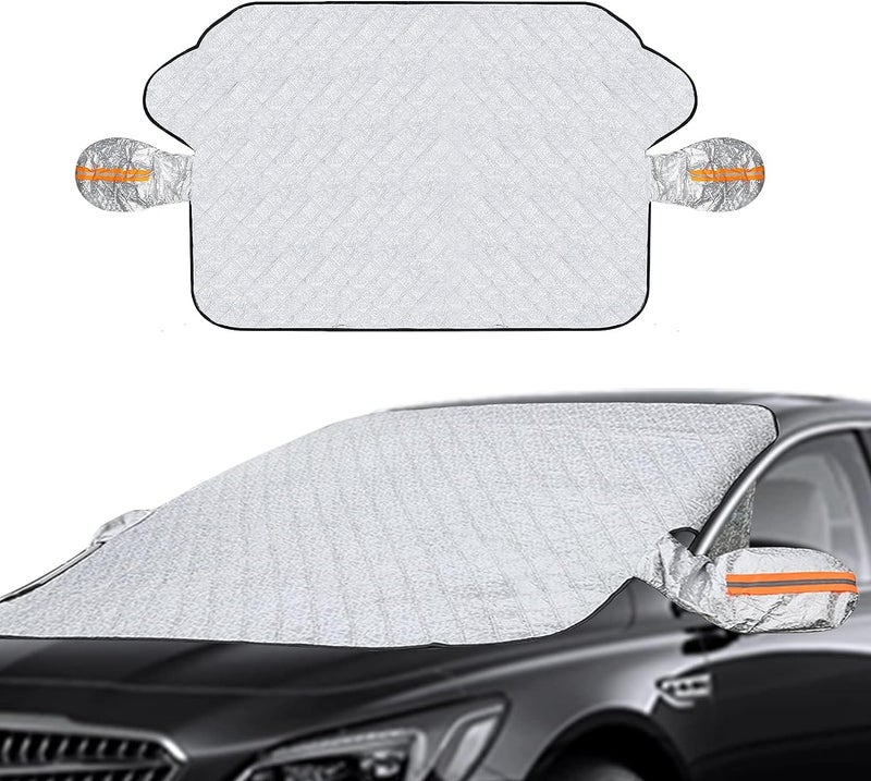 Linist Car Windshield Sunshade Cover - Car Windshield Snow Cover for Winter and Sunshade for Summer - Universal Magnetic Ice Snow Guard, Fits Most Cars, Cotton - Image 2
