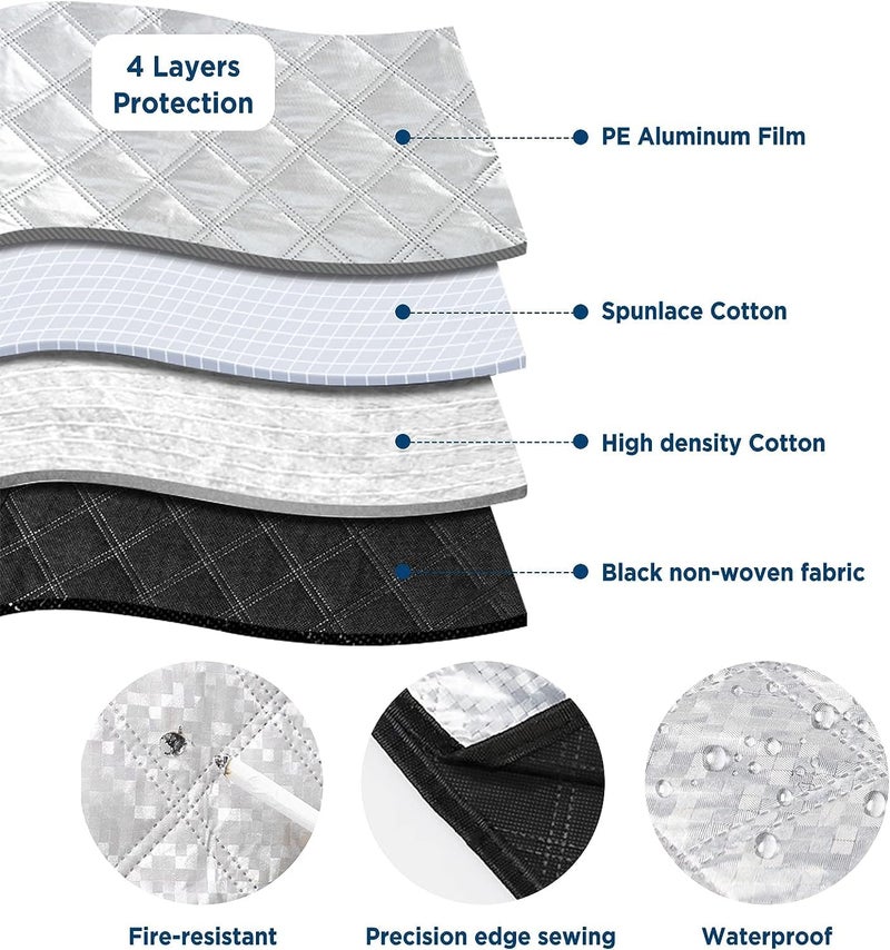 Linist Car Windshield Sunshade Cover - Car Windshield Snow Cover for Winter and Sunshade for Summer - Universal Magnetic Ice Snow Guard, Fits Most Cars, Cotton - Image 5
