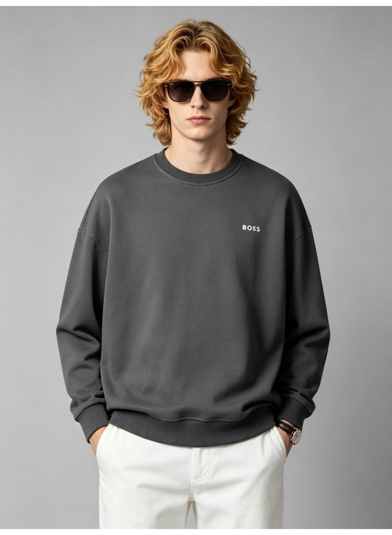 BOSS Men’s and Women’s Crew Neck Sweatshirt Casual Long Sleeve Top Dark Grey - Image 5