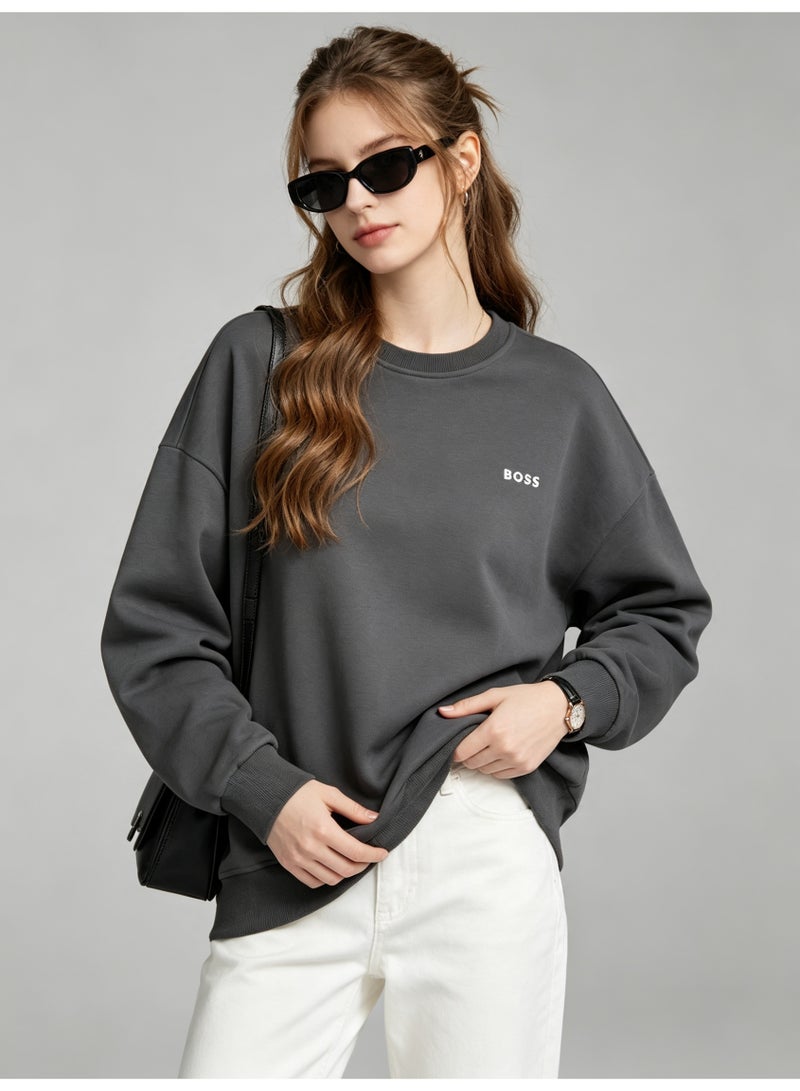 BOSS Men’s and Women’s Crew Neck Sweatshirt Casual Long Sleeve Top Dark Grey - Image 2