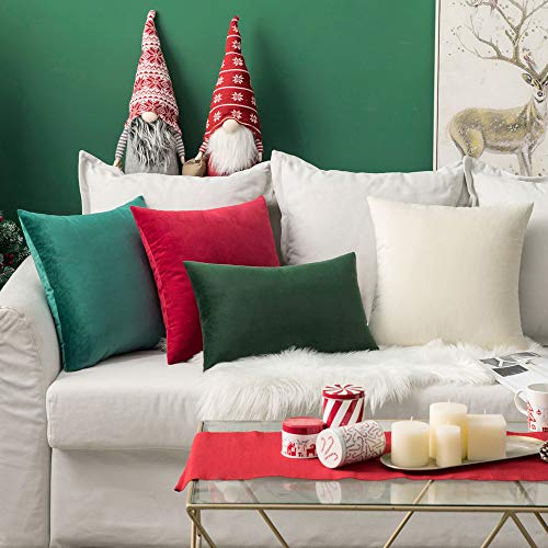 MIULEE Velvet Pillow Cover Soft Luxury Christmas Decorative Throw Pillow Cover Single Lumbar Rectangle Cushion Case Home Decor for Couch Sofa Bedroom Car,12x20 Inch Army Green - Image 5