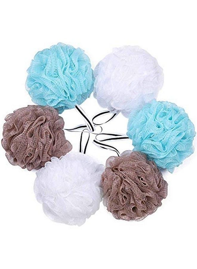 TWIREY Round Bath Sponge Loofah For Women And Men (Random Colour) Set Of 6 - Image 1