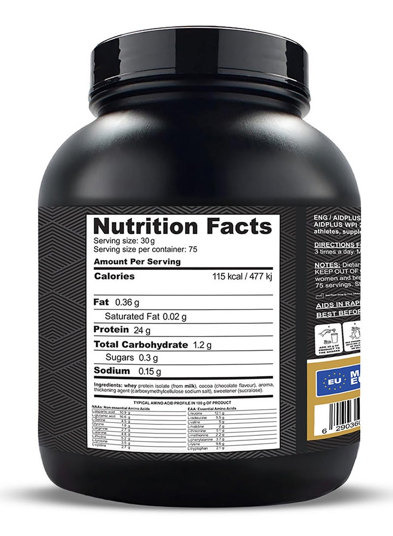 AID PLUS بروتين مصل اللبن بنكهة الشوكولاتة، 2270غ | 75غ بروتين لكل حصة | بروتين مصل اللبن المعزول لنمو العضلات والتعافي | خالي من الجلوتين وخالي من اللاكتوز - Image 2
